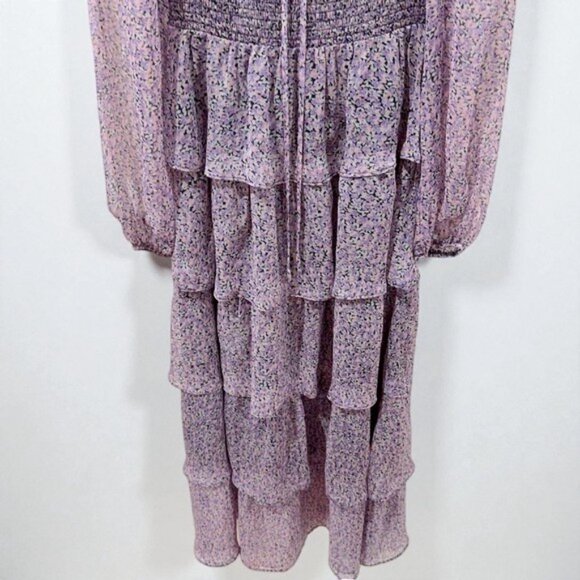 NWT Jacquie The Label Claire Smocked Tiered Maxi Dress Purple Multi - Picture 4 of 6